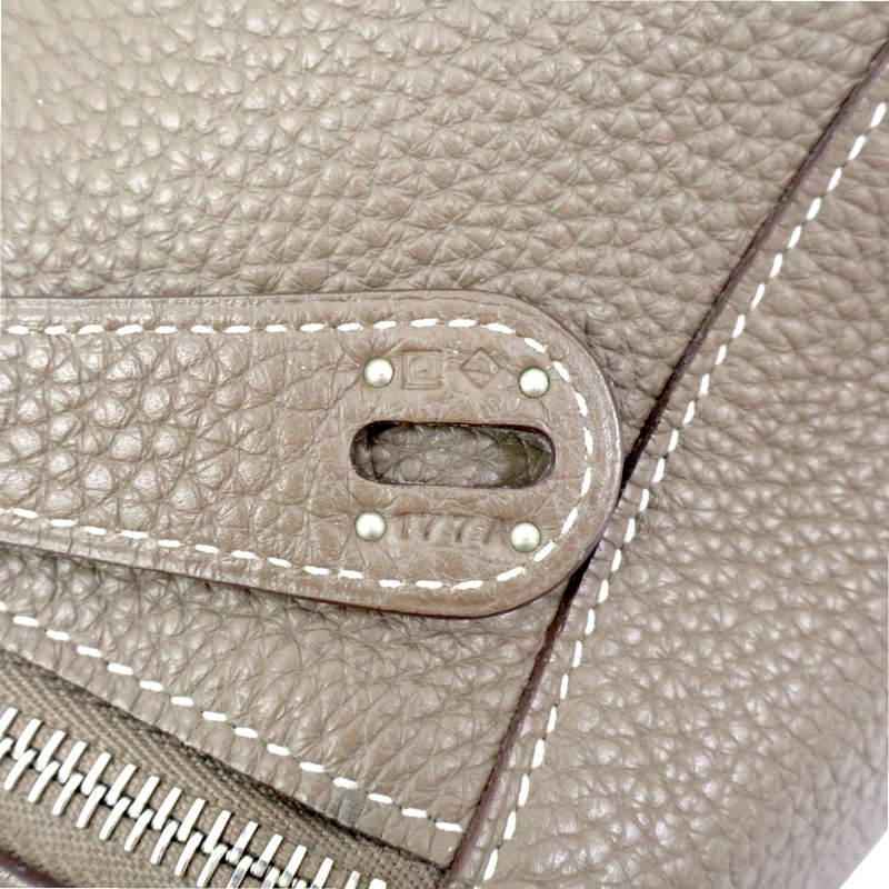 大象灰色 Taurillon牛皮 Lindy 30 肩背包 □Q刻 銀扣【HERMES 愛馬仕】 □Q/Etoupe-9