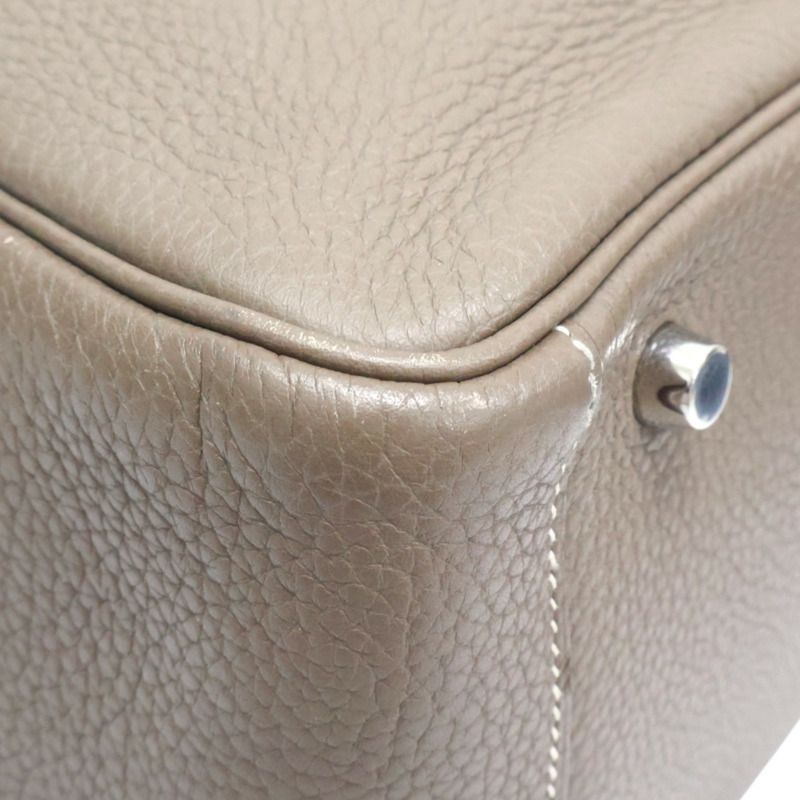 大象灰色 Taurillon牛皮 Lindy 30 肩背包 □Q刻 銀扣【HERMES 愛馬仕】 □Q/Etoupe-14