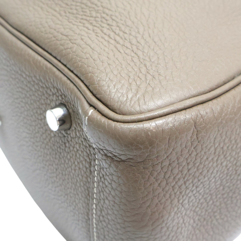 大象灰色 Taurillon牛皮 Lindy 30 肩背包 □Q刻 銀扣【HERMES 愛馬仕】 □Q/Etoupe-15