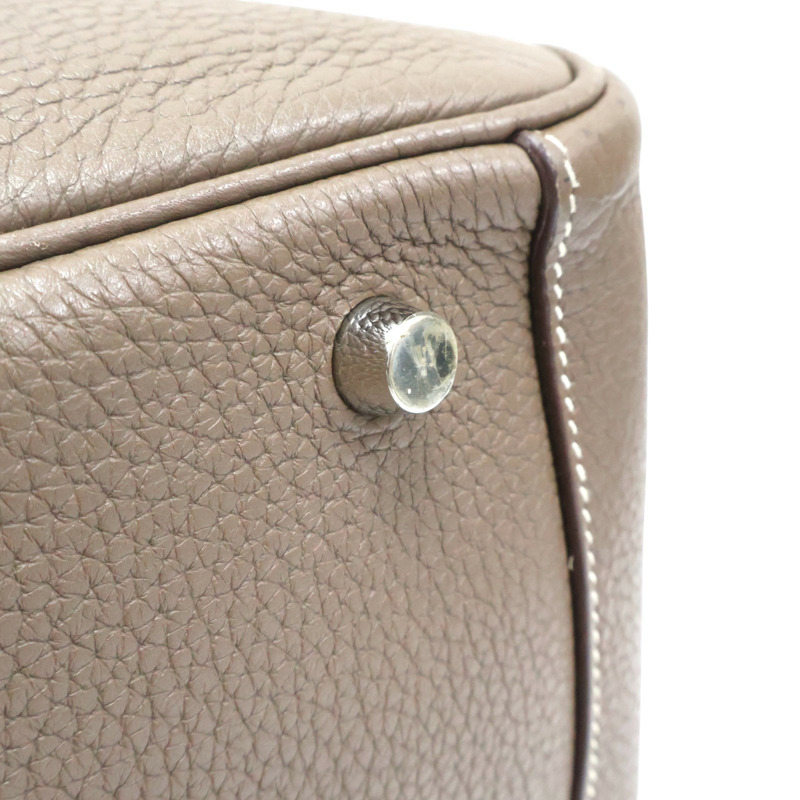 大象灰色 Taurillon牛皮 Lindy 30 肩背包 □Q刻 銀扣【HERMES 愛馬仕】 □Q/Etoupe-17