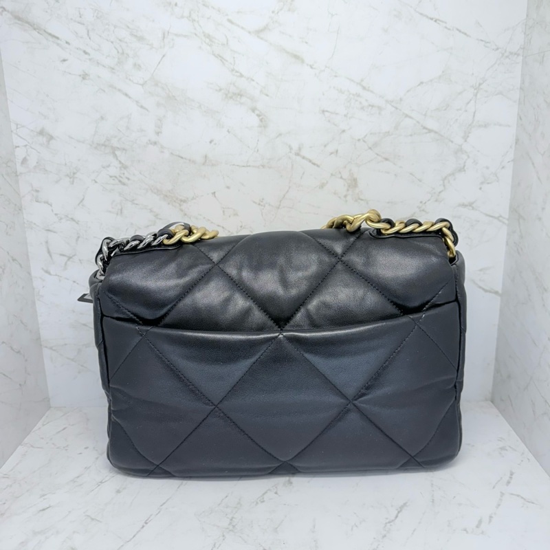 CHANEL19BAG黑色金釦30CM/晶片-1