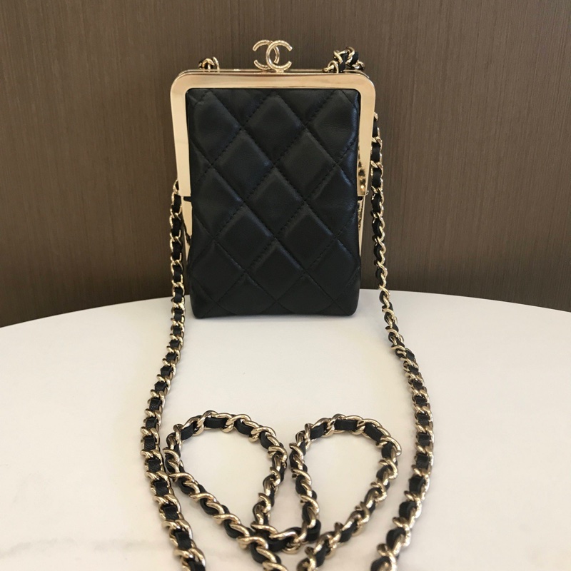 Chanel 黑金 夾子晚宴包 鏈條包 尺寸約13*10.5*4.5 31編碼 包身內里乾淨 配件 塵袋 卡-0