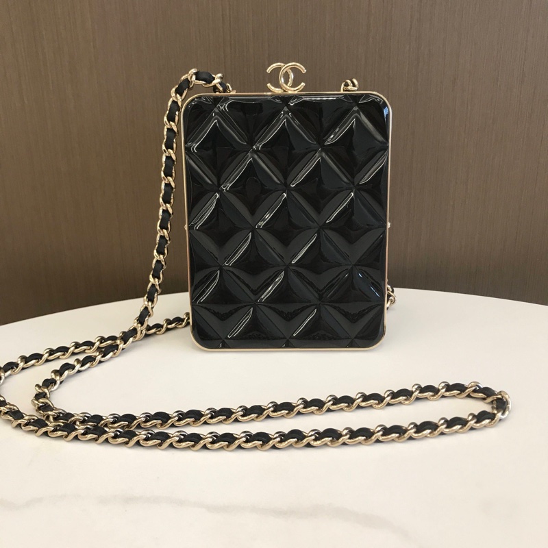 Chanel 黑金 夾子晚宴包 鏈條包 尺寸約13*10.5*4.5 31編碼 包身內里乾淨 配件 塵袋 卡-1