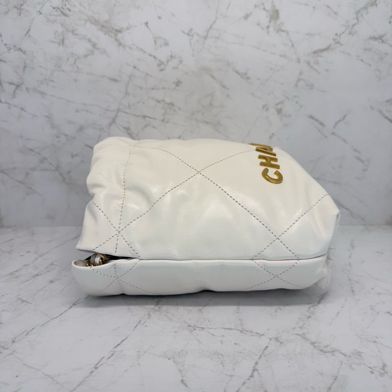 CHANEL MINI 22BAG白色金釦/晶片-3