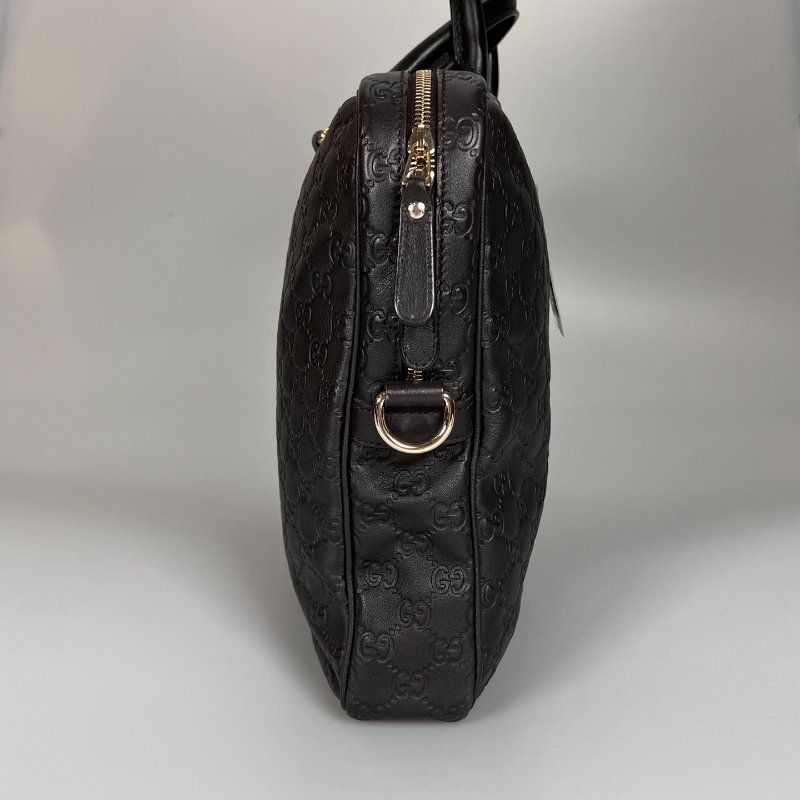 GUCCI 201480 咖皮革滿板壓紋公事包-2