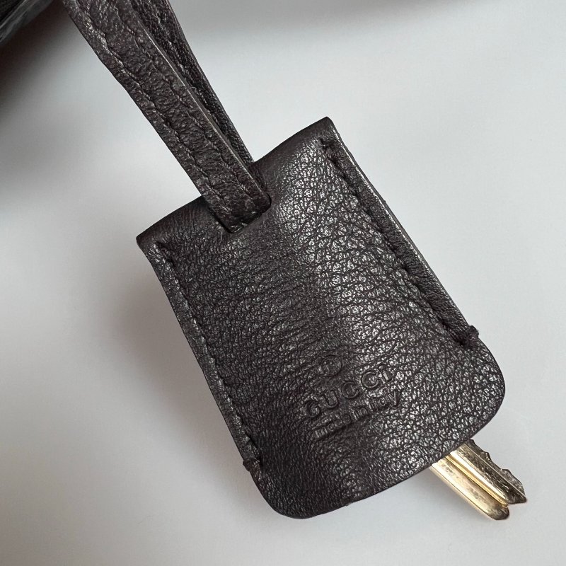 GUCCI 201480 咖皮革滿板壓紋公事包-7