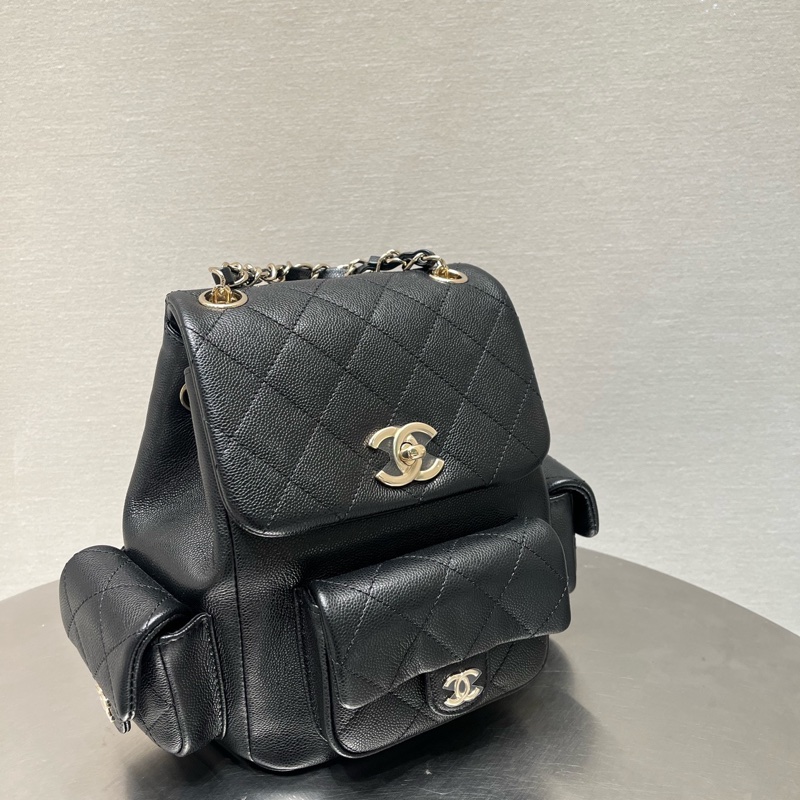 香奈兒/Chanel 炸藥包 大號（19.5*21.5*12）黑色荔枝牛皮淡金扣 芯片-2