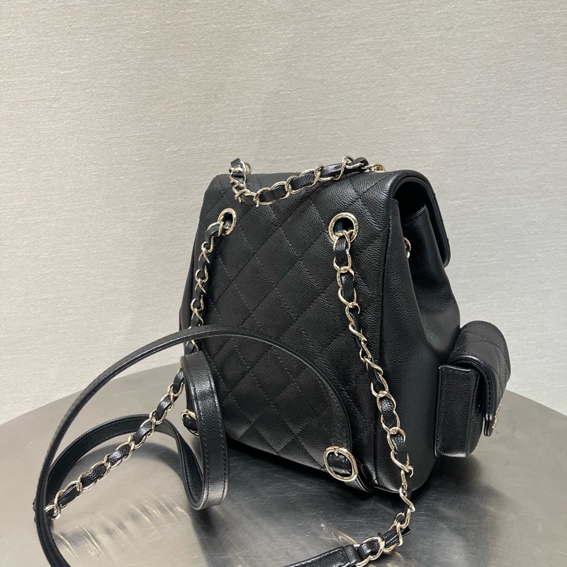 香奈兒/Chanel 炸藥包 大號（19.5*21.5*12）黑色荔枝牛皮淡金扣 芯片-3