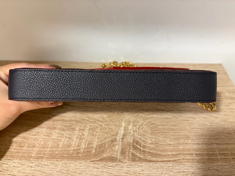 LV 深藍牛皮壓紋三合一斜背鏈包M64099-4