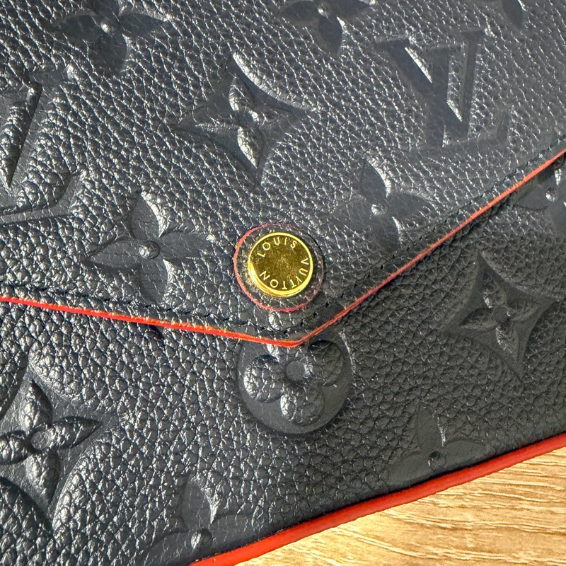 LV 深藍牛皮壓紋三合一斜背鏈包M64099-7