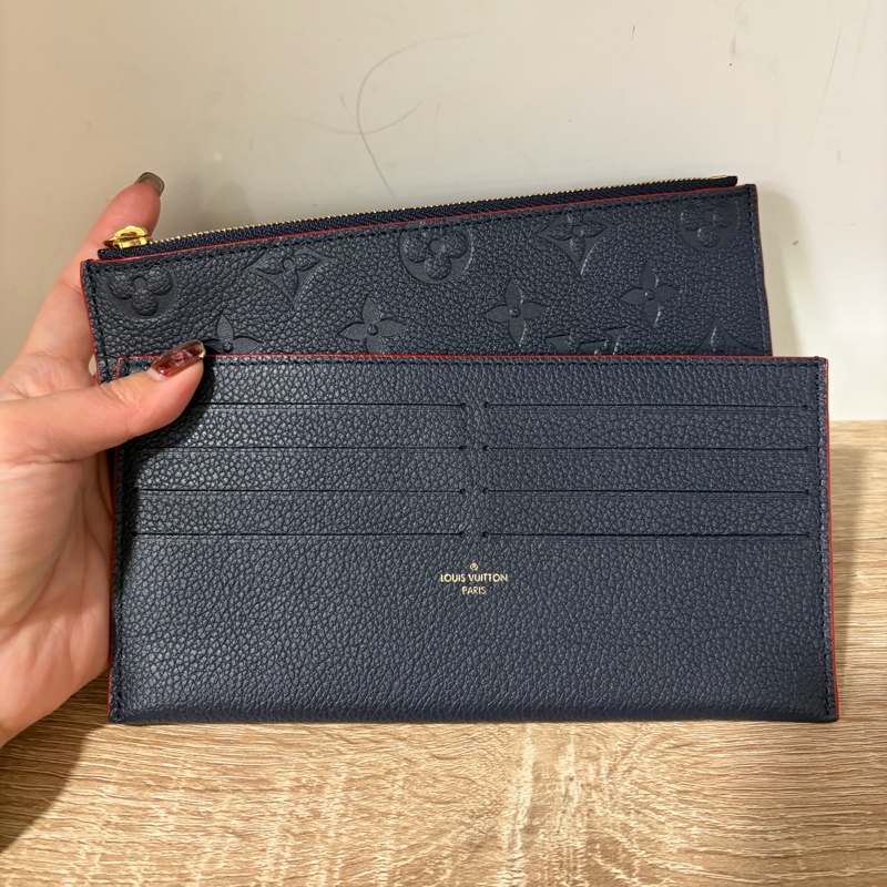 LV 深藍牛皮壓紋三合一斜背鏈包M64099-11