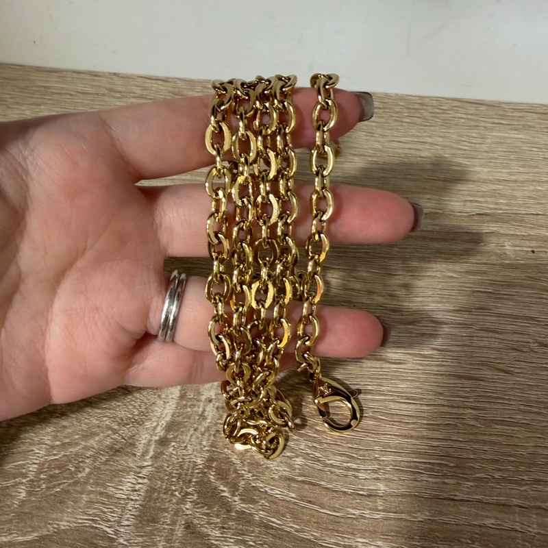 LV 深藍牛皮壓紋三合一斜背鏈包M64099-17