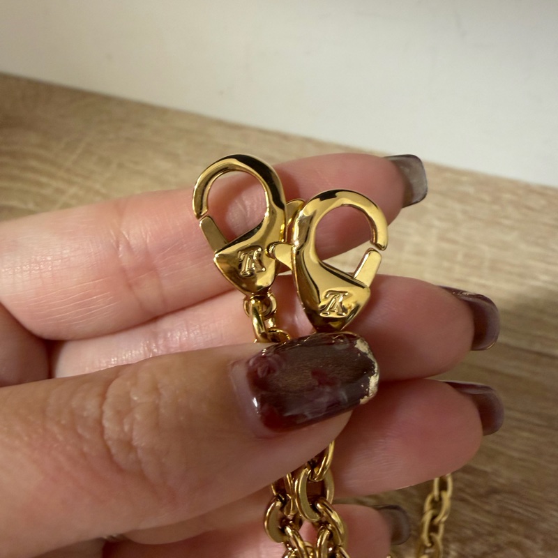 LV 深藍牛皮壓紋三合一斜背鏈包M64099-18