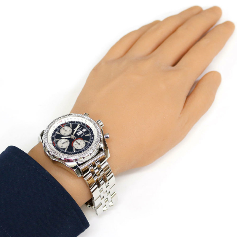 百年靈賓利男士自動上鍊不鏽鋼計時腕錶 A13362，已翻新-1