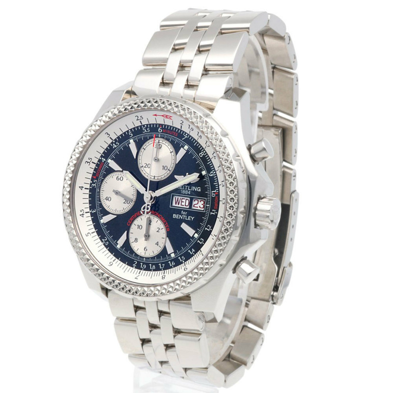 百年靈賓利男士自動上鍊不鏽鋼計時腕錶 A13362，已翻新-2