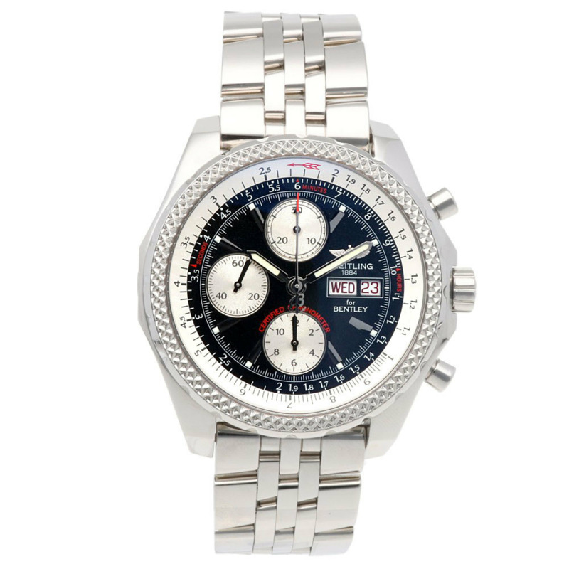 百年靈賓利男士自動上鍊不鏽鋼計時腕錶 A13362，已翻新-7