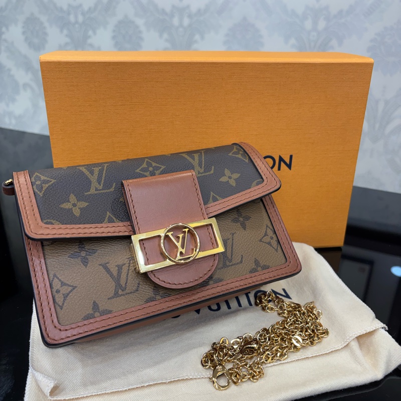 LOUIS VUITTON Dauphine 鏈帶錢包 M68746 晶片款 原花-4