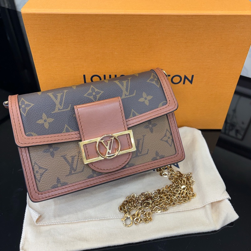 LOUIS VUITTON Dauphine 鏈帶錢包 M68746 晶片款 原花-5