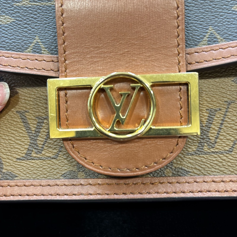 LOUIS VUITTON Dauphine 鏈帶錢包 M68746 晶片款 原花-10