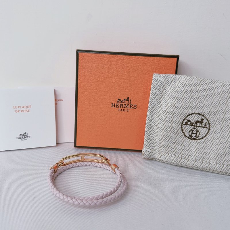 HERMES 全新Roulis豬鼻編織雙圈手環-1