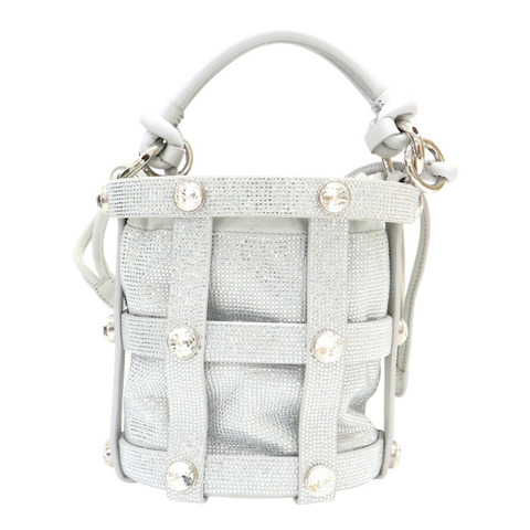 銀色 水鑽 皮革 水桶包 兩用包【Salvatore Ferragamo 菲拉格慕】