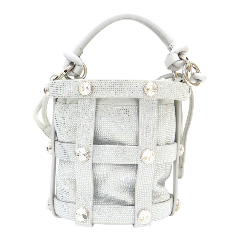 銀色 水鑽 皮革 水桶包 兩用包【Salvatore Ferragamo 菲拉格慕】-0