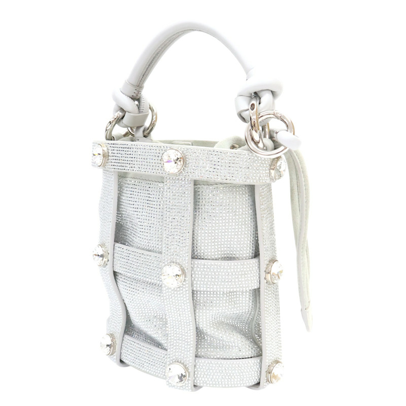 銀色 水鑽 皮革 水桶包 兩用包【Salvatore Ferragamo 菲拉格慕】-2