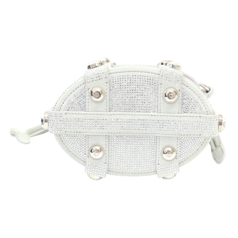 銀色 水鑽 皮革 水桶包 兩用包【Salvatore Ferragamo 菲拉格慕】-3