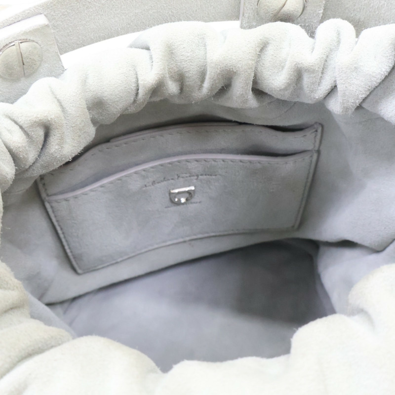 銀色 水鑽 皮革 水桶包 兩用包【Salvatore Ferragamo 菲拉格慕】-5