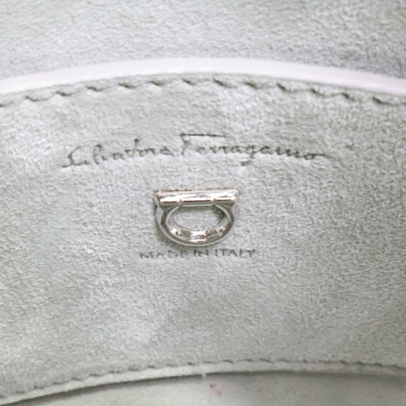 銀色 水鑽 皮革 水桶包 兩用包【Salvatore Ferragamo 菲拉格慕】-6