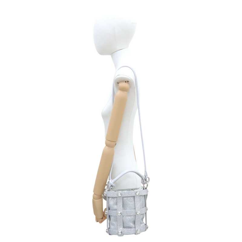 銀色 水鑽 皮革 水桶包 兩用包【Salvatore Ferragamo 菲拉格慕】-9