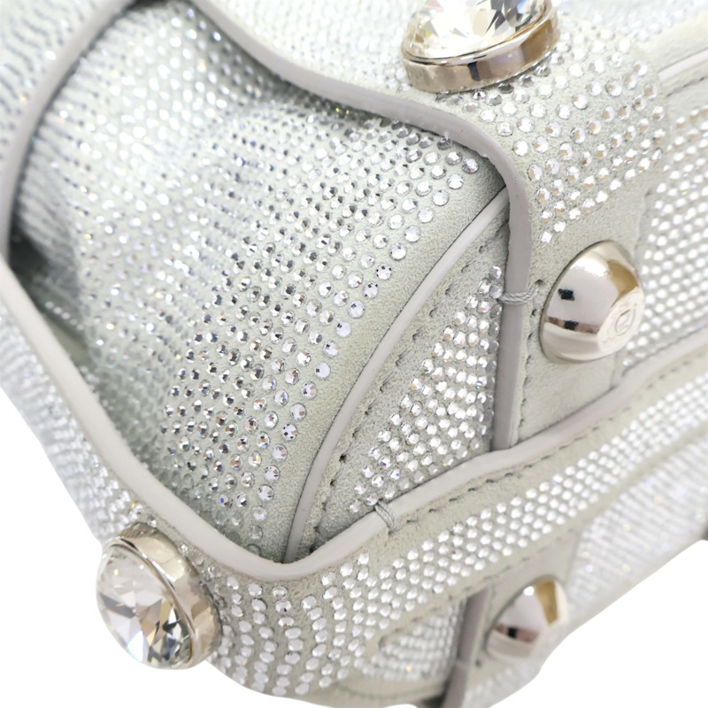 銀色 水鑽 皮革 水桶包 兩用包【Salvatore Ferragamo 菲拉格慕】-10