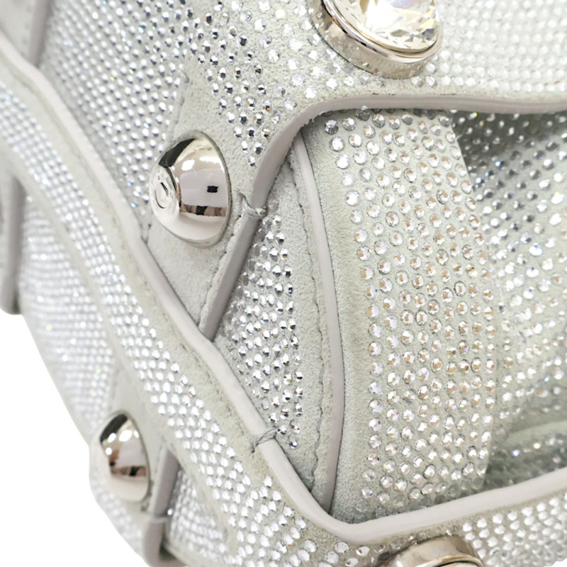 銀色 水鑽 皮革 水桶包 兩用包【Salvatore Ferragamo 菲拉格慕】-11