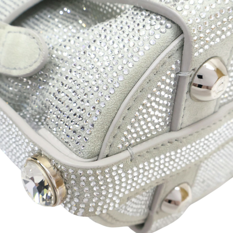 銀色 水鑽 皮革 水桶包 兩用包【Salvatore Ferragamo 菲拉格慕】-12