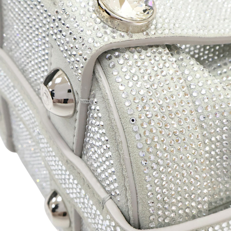 銀色 水鑽 皮革 水桶包 兩用包【Salvatore Ferragamo 菲拉格慕】-13