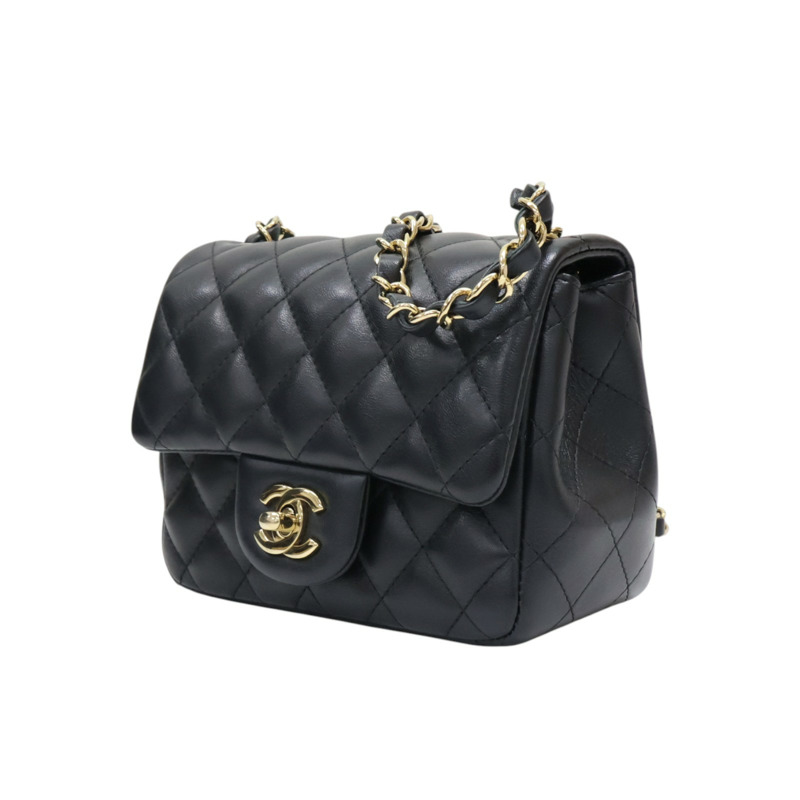 黑色羊皮 COCO Mini 肩背包 金扣【CHANEL 香奈兒】 A35200-2