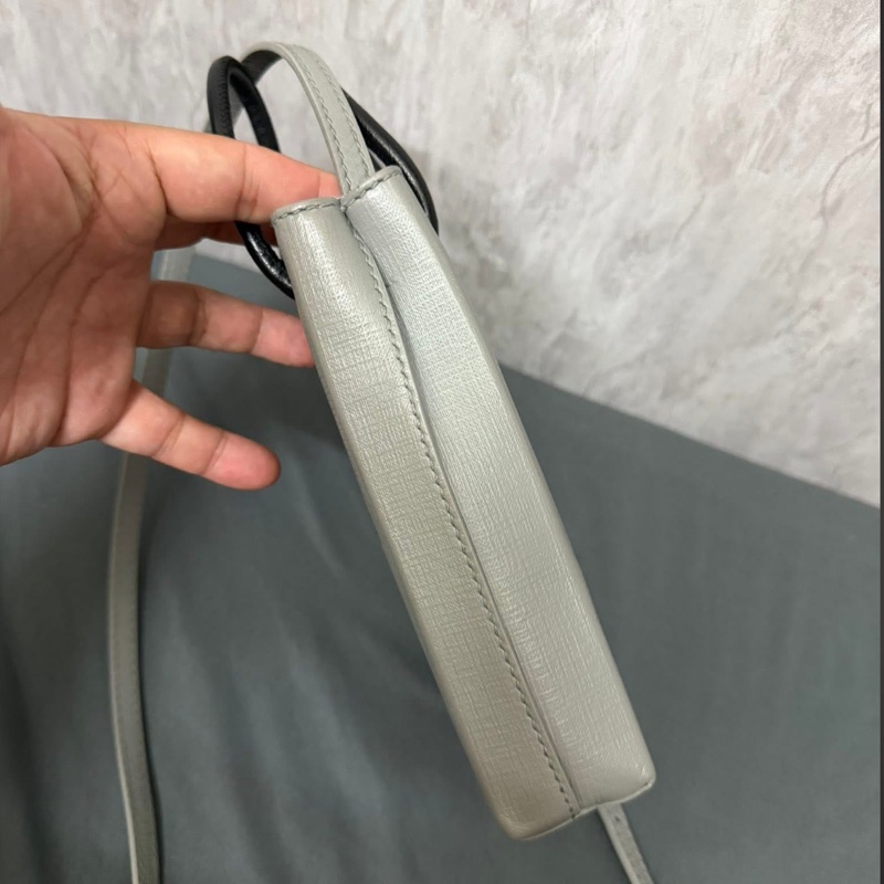 巴黎世家 LOGO兩用迷你紙袋包(灰)-2