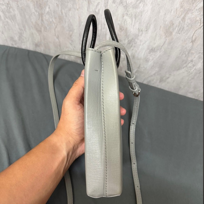 巴黎世家 LOGO兩用迷你紙袋包(灰)-4