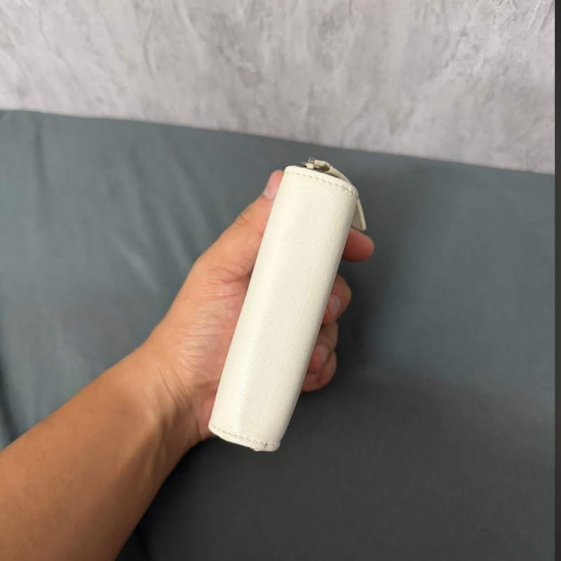 巴黎世家 白色拉鍊零錢卡包-5