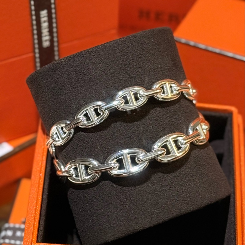 Hermes 925 Sliver Bracelet 雙圈豬鼻純銀手環 size ST-2