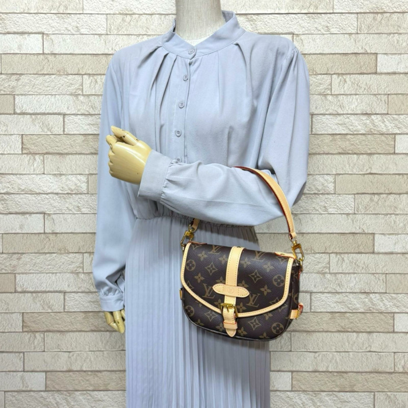 路易威登 Saumur BB Monogram 肩背包，M46740，棕色，女士，LOUIS VUITTON，兩用-2