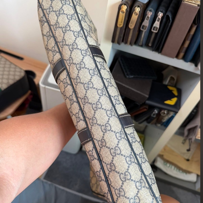 Gucci 咖啡色經典雙G防水PVC公事包-4