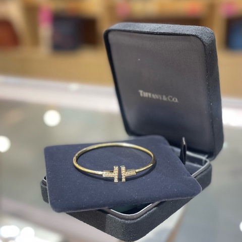 Tiffany蒂芙尼 双T镶钻手镯黄金