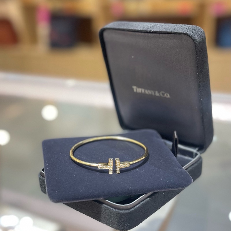 Tiffany蒂芙尼 双T镶钻手镯黄金-0
