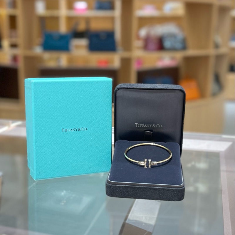 Tiffany蒂芙尼 双T镶钻手镯黄金-3