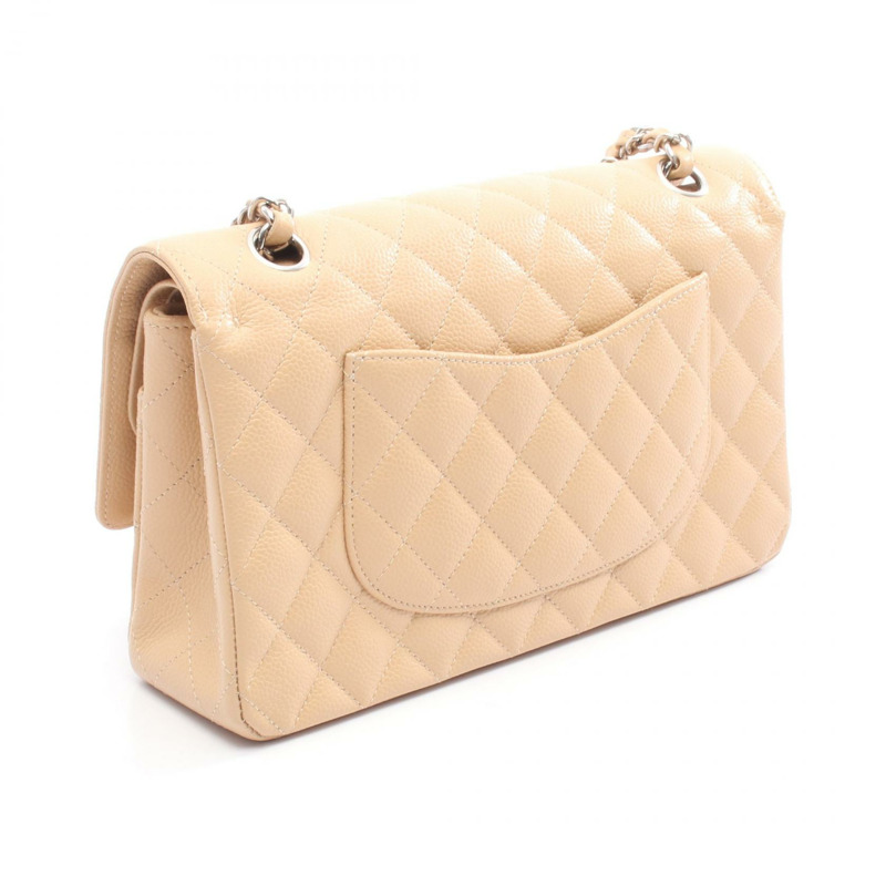 香奈兒 (CHANEL) Matelasse 翻蓋鏈條單肩背包 A01112 米色皮革 SHW 二手 CC-1