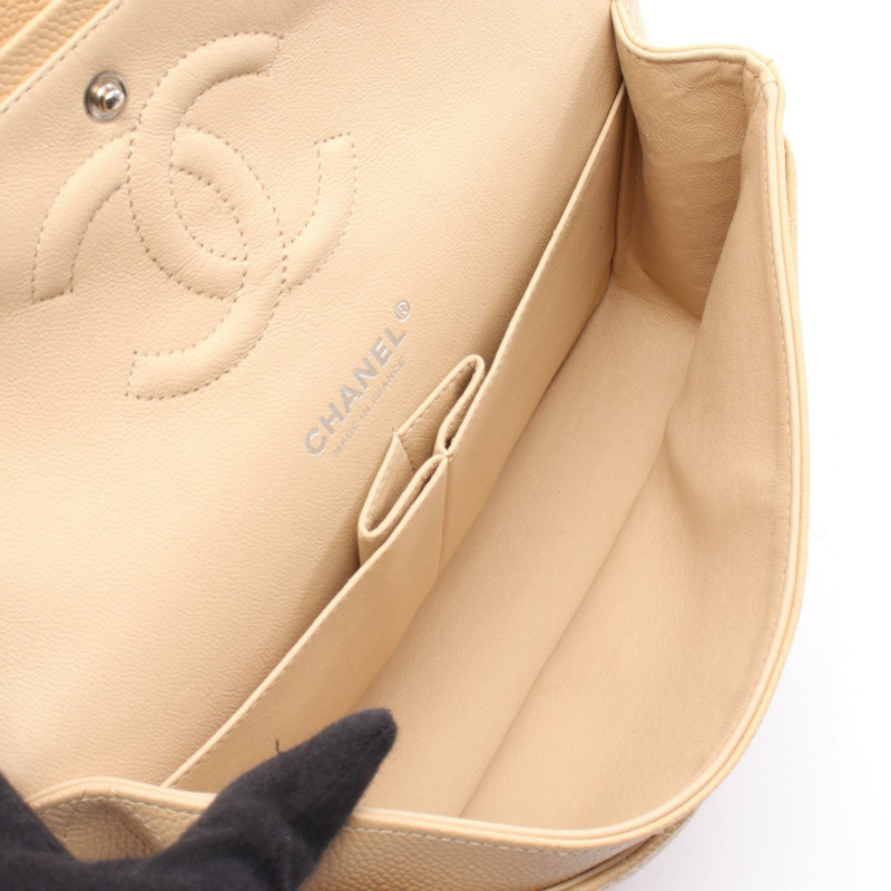 香奈兒 (CHANEL) Matelasse 翻蓋鏈條單肩背包 A01112 米色皮革 SHW 二手 CC-2