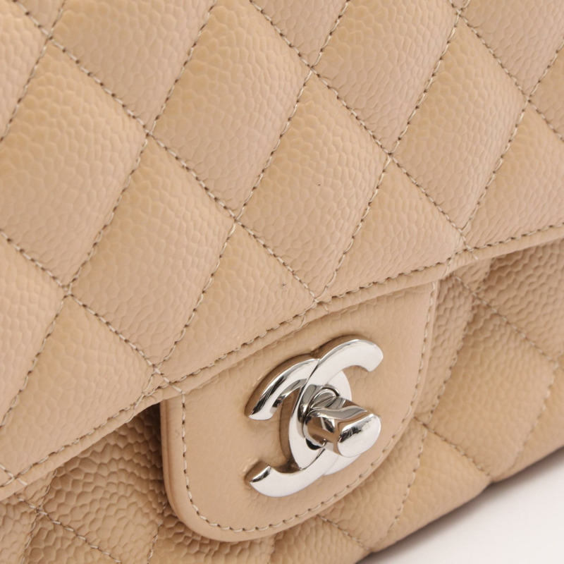 香奈兒 (CHANEL) Matelasse 翻蓋鏈條單肩背包 A01112 米色皮革 SHW 二手 CC-7