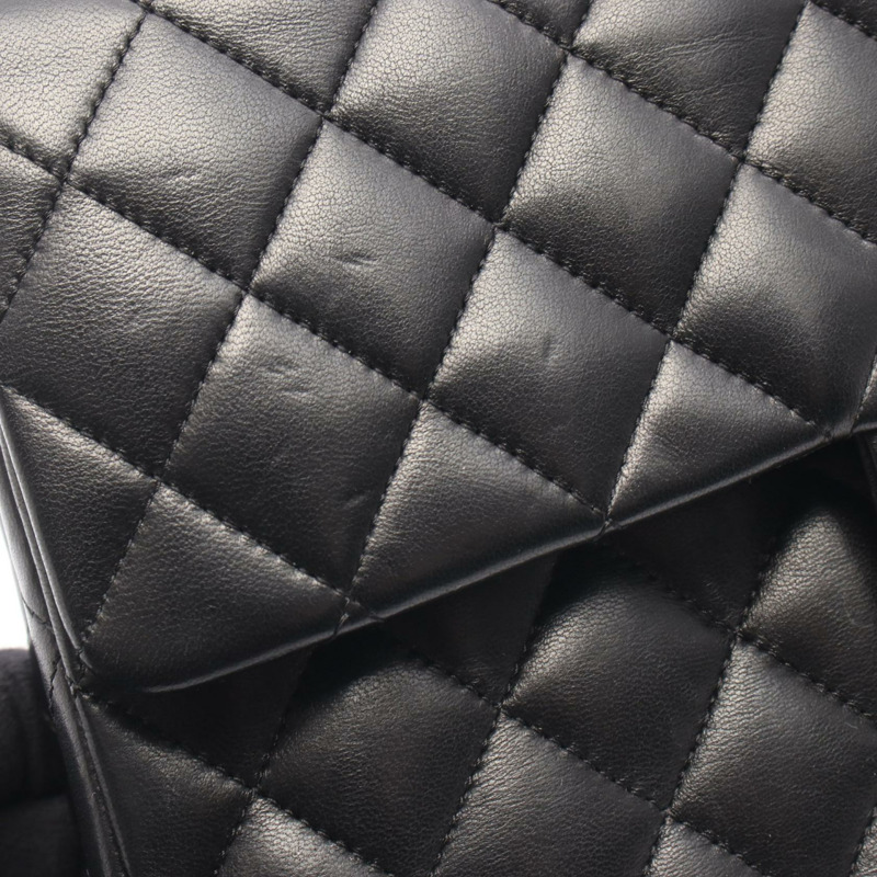 香奈兒 (CHANEL) 絎縫雙蓋鏈條肩背包，羊皮材質，黑色，金色五金，二手-7