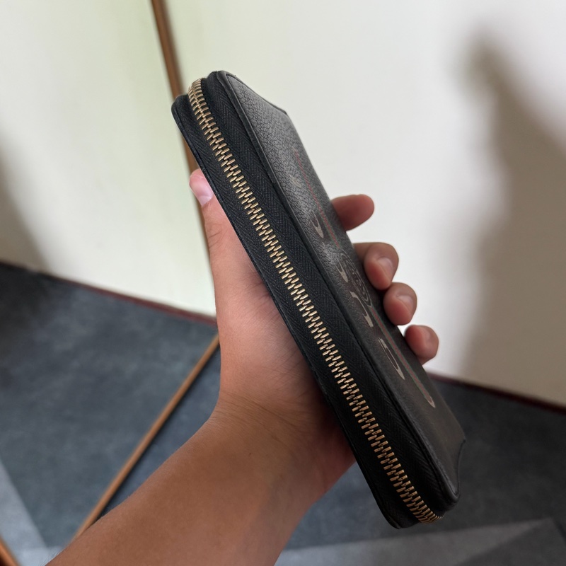 Gucci綠紅綠織帶標誌拉鍊長夾-黑-3